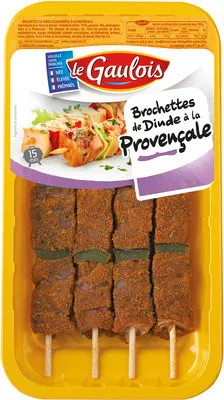 Brochettes de dinde à la provencale x4 Le Gaulois 400 g, code 3266980196578