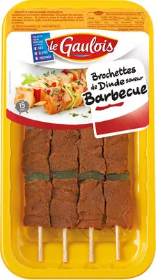 Brochettes de dinde Barbecue x4 Le Gaulois 380 g, code 3266980238728