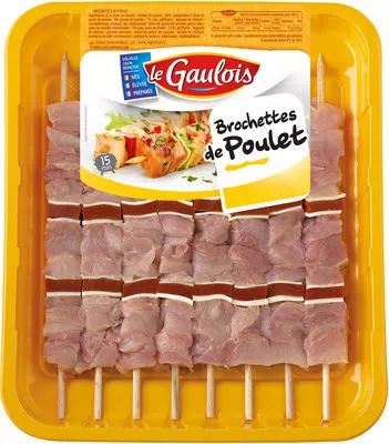 Brochettes de poulet x8 Le Gaulois 760 g, code 3266980517076