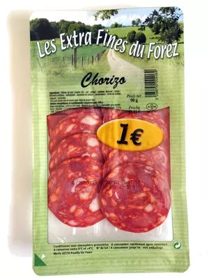 Chorizo Les Mousquetaires, Les Extra Fines du Forez 90 g, code 3268750004069