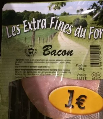 Bacon Les extra fines du Forez 90g, code 3268750009705