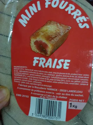 Mini fourrés fraise Biscuiterie Yannick 1 kg, code 3269380000131