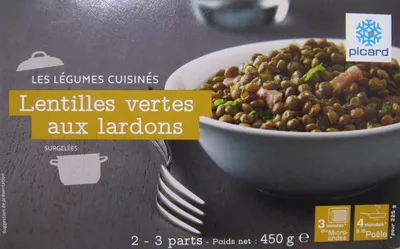 Lentilles vertes aux lardons, Surgelées Picard 450 g (2-3 parts), code 3270160119585