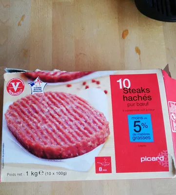 10 Steaks hachés pur bœuf 5% MG Picard 1 kg, code 3270160141371