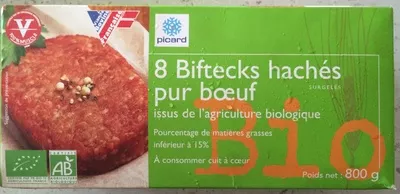 8 Biftecks hachés pur bœuf Picard 800 g (8 x 100 g), code 3270160144846