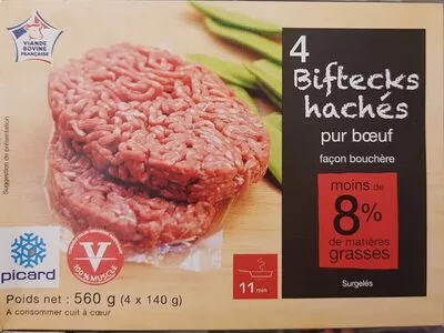 Biftecks Haches -8% matières grasses Picard 560 g, code 3270160146666