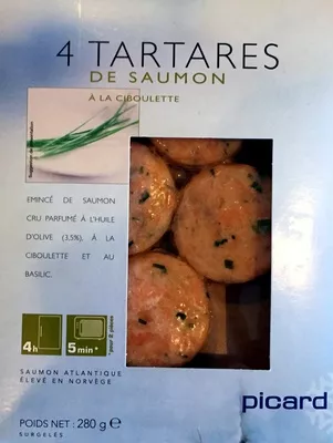 4 tartares de saumon à la ciboulette Picard 280 g, code 3270160339525