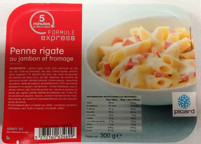 Penne rigate au jambon et fromage, Surgelées Picard, Formule express 300 g, code 3270160634699