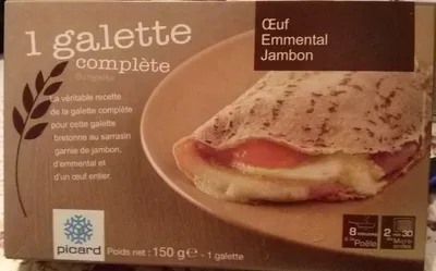 1 Galette Complète (Œuf, Emmental, Jambon) Picard 150 g, code 3270160717828