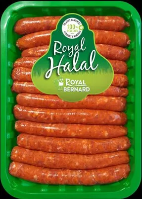 12 Merguez 100% volaille Halal Royal Bernard,  Royal HALAL 600 g, code 3276280085052