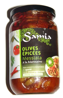 Olives épices "Messlala" à la marocaine Samia 350 g., code 3276650100446