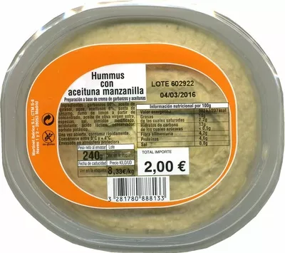 Hummus con aceituna manzanilla  240 g, code 3281780888133