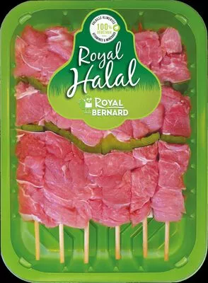 6 Brochettes de dinde nature - Poivrons verts Royal HALAL 720 g, code 3284870768414