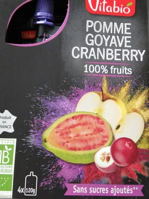 Compote pomme goyave cranberry bio Vitabio , code 3288131120027