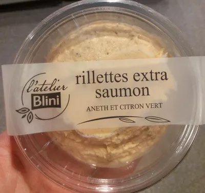 Rillettes extra saumon aneth et citron vert L'Atelier Blini 140 g, code 3292070006502