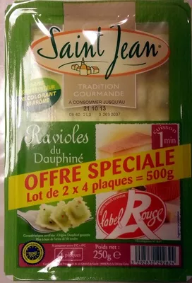 Ravioles du Dauphiné IGP label Rouge Saint Jean 500 g (Lot de 2 * 4 plaques), code 3292830292824