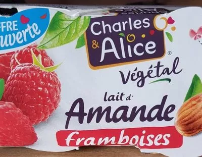 Végétal Lait d'Amandes et Framboises Charles & Alice 100 g, code 3297760093329