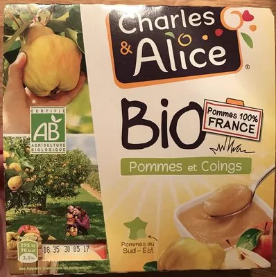 Compote Bio Pommes et Coings Charles & Alice 380 g (4 * 95 g), code 3297760094098