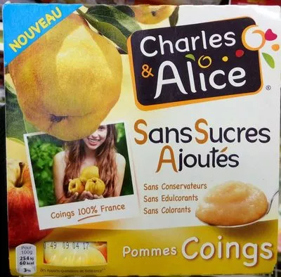 Pommes Coings sans sucres ajoutés Charles & Alice 388 g (4 * 97 g), code 3297760097297