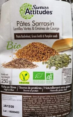 Pâtes sarrasin Saveurs attitudes , code 3299430060426