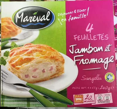 4 feuilletés Jambon et Fromage surgelés Maréval 240 g, code 3325710005396