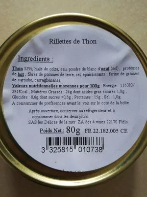 Rillettes de thon  , code 3325815010738