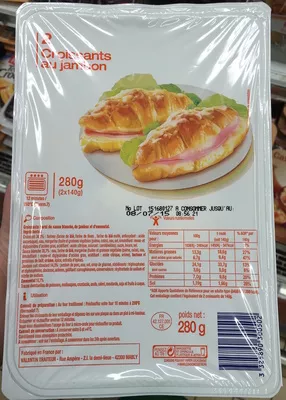 2 Croissants au jambon Carrefour Discount 2 * 140 g (280 g), code 3325890300502