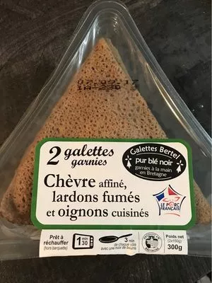 Galettes garnies chèvre, lardons fumés/oignons Galettes Bertel 300 g, code 3337040000842