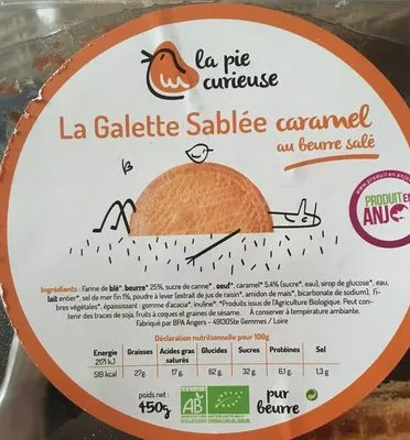 Galette sablée caramel beurre salé BIO avec fève La Pie Curieuse 450g, code 3339740011449