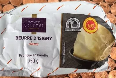 Beurre d'Isigny doux Monoprix Gourmet, Monoprix 250 g, code 3350030134433