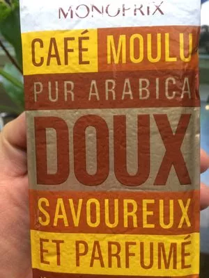 Café moulu Pur Arabica Doux Monoprix , code 3350031618482