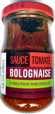 Sauce Tomate Bolognaise Monoprix 190 g (212 ml), code 3350031653285