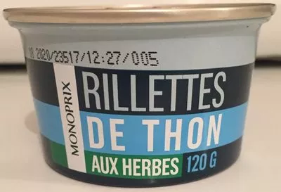 Rillettes de thon aux herbes Monoprix 120 g, code 3350031883309