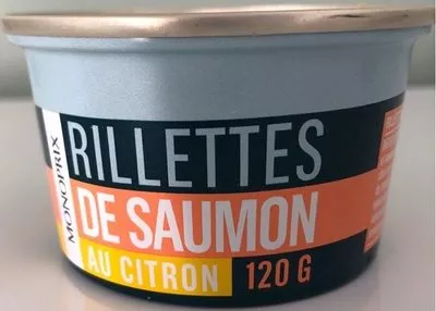 Rillettes de saumon au citron Monoprix 120 g, code 3350031883316