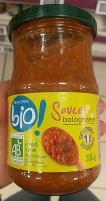 Sauce pour pâtes - Bolognaise Monoprix Bio, Monoprix 200 g, code 3350031929021