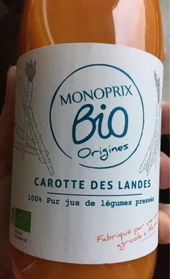 Jus de carotte des landes Monoprix Bio, Monoprix 75 cl, code 3350033594173