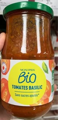 Sauce tomate cuisinée aux légumes et aux basilic Monoprix Bio , code 3350033607668