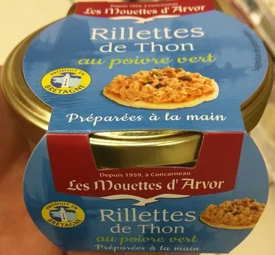 Rillettes de Thon au poivre vert Les Mouettes d'Arvor 125 g, code 3365629110019