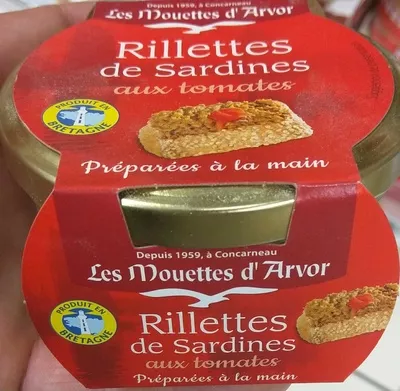 Rillettes de Sardines aux tomates Les Mouettes d'Arvor 125 g, code 3365629120018