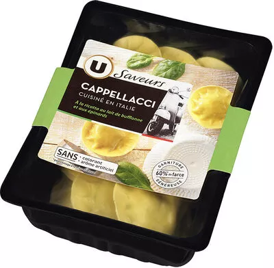 Cappellacci ricotta lait de bufflonne épinards U Saveurs,  U 250 g, code 3368954699334