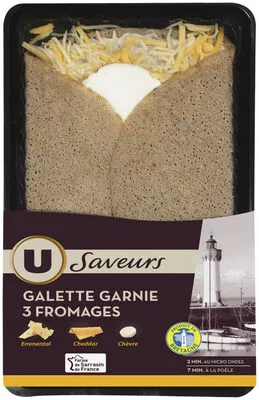 Galette garnie 3 fromages U Saveurs,  U 195 g, code 3368955060324