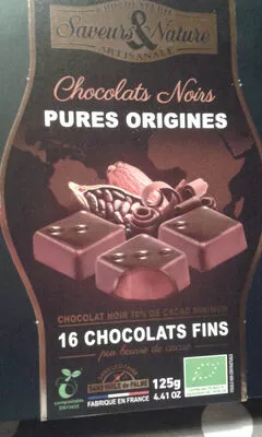 Chocolats noirs pures origines Saveurs&Nature 125 g, code 3370077581465