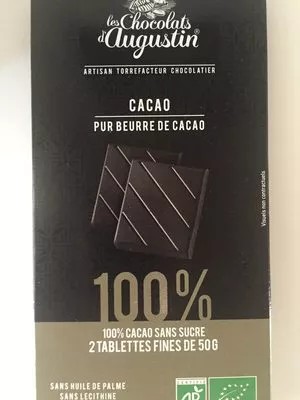 Tablette De Chocolat Noir 100% Cacao Les Chocolats d'Augustin 100 g (2x50g), code 3370077585289