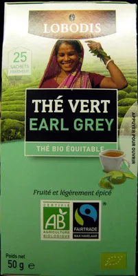 Thé vert Earl Grey bio éthiquable Lobodis Lobodis 50 g, code 3376221212506