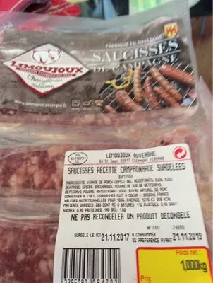 Saucisses de campagne Limoujoux 1,00 kg, code 3395090064702