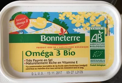 MARGARINE OMEGA 3 BIO Bonneterre, Bjorg Bonneterre&compagnie, Royal Wessanen N.V, Nederlands 250 g, code 3396410005665