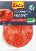 Tranches veggie façon salami Tartex 100g, 15 tranches, code 3396410220440