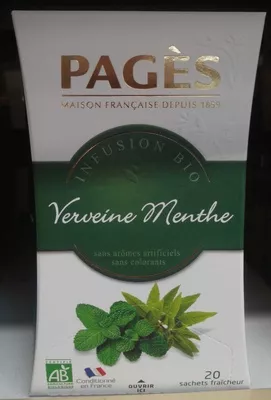 Infusion bio Verveine Menthe Pagès 20 * 1,5 g (30 g), code 3398984215259