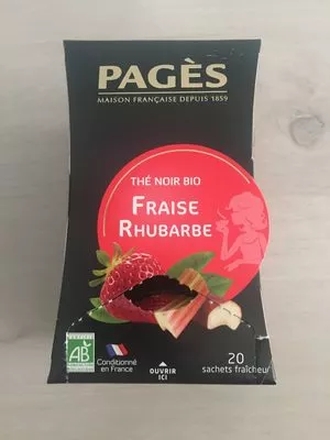 Thé Noir Bio Fraise Rhubarbe Pagès 20 sachets, code 3398984506012