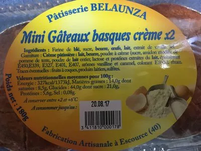 Mini gateaux basques creme Pâtisserie Belaunza 180 g, code 3411810000178